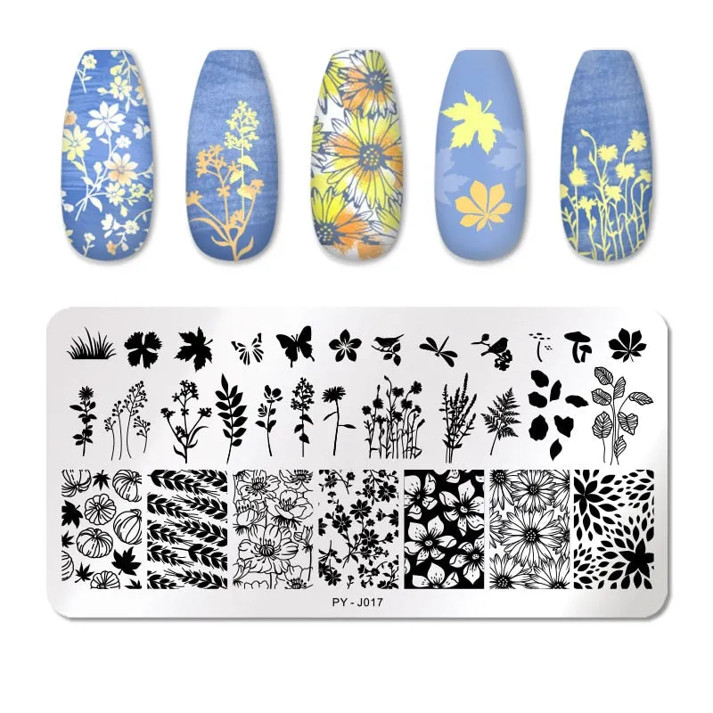 PICT YOU Nail Stamping Plates Flower Plant Pattern Nail Art Plate Stencil Stainless Steel Line Pictures Theme Image Plates Mold-Nail Inspo