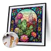 Cactus Flower Glass Painting-Paint by Numbers Acrylic Painting 40*40CM