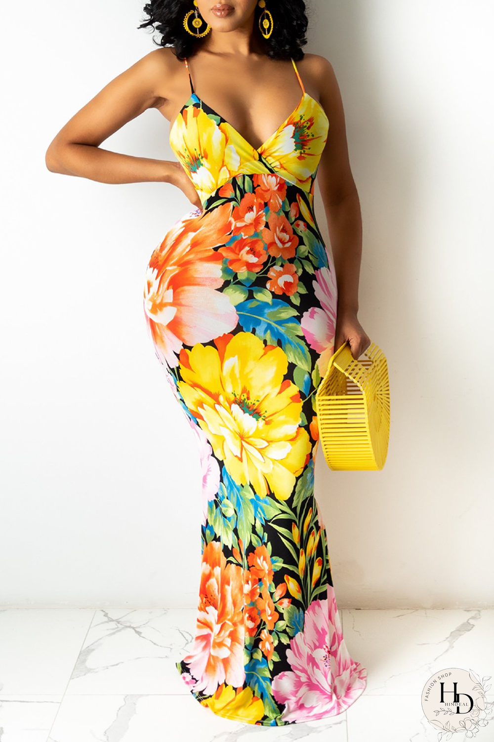 Rose Red Sexy Patchwork Split Joint Spaghetti Strap Pencil Skirt Dresses