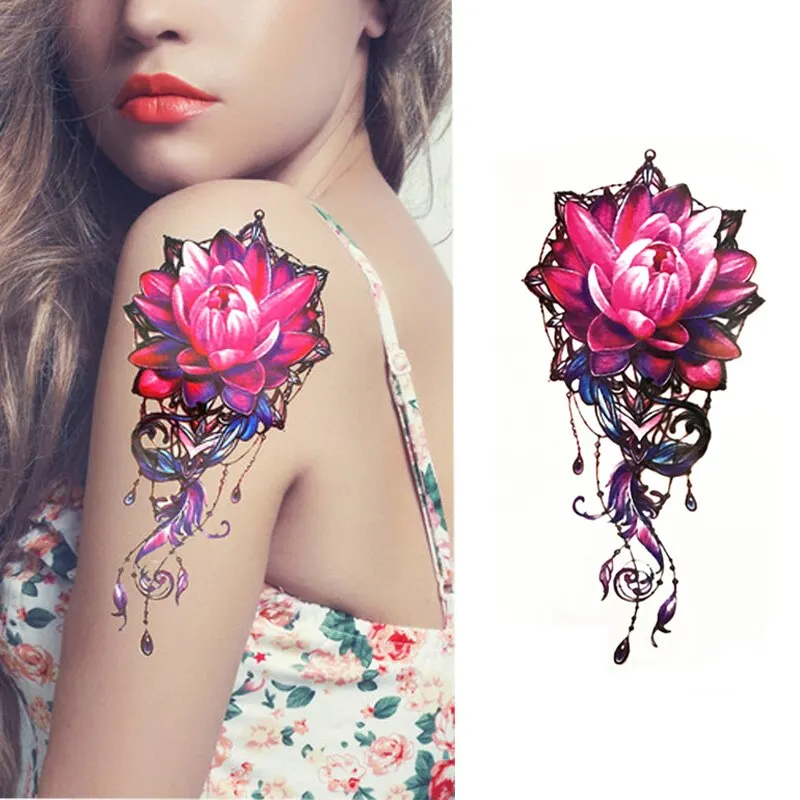 1pcs Sexy Indian Totem Small Full Flower Arm Temporary Waterproof Tattoo Stickers for Women Men Body Art