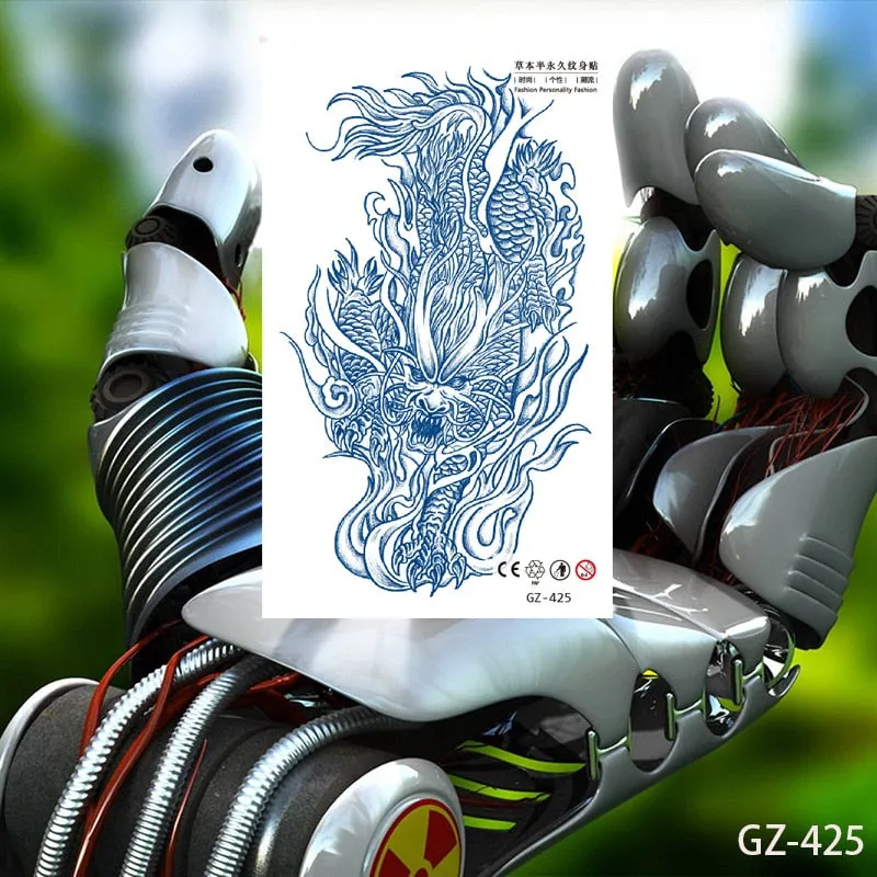 Temporary Tattoo Stickers Dragon Eagle Juice Timberwolves Ink Lasting Waterproof Natural Arm Body Chest Realistic Art Fake Tatoo