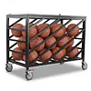 [US Local Warehouse] Ball Cart with Wheels Rolling Basketball Rack with Lockable Lid Balls Storage Locker for Volleyball Gym Recess Soccer Playground