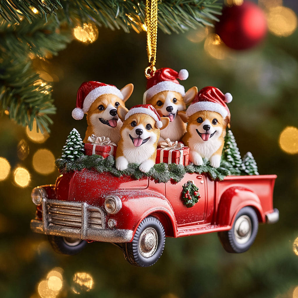 Sweet Corgi Sparkle WN1610105CL Personalized Christmas Ornament