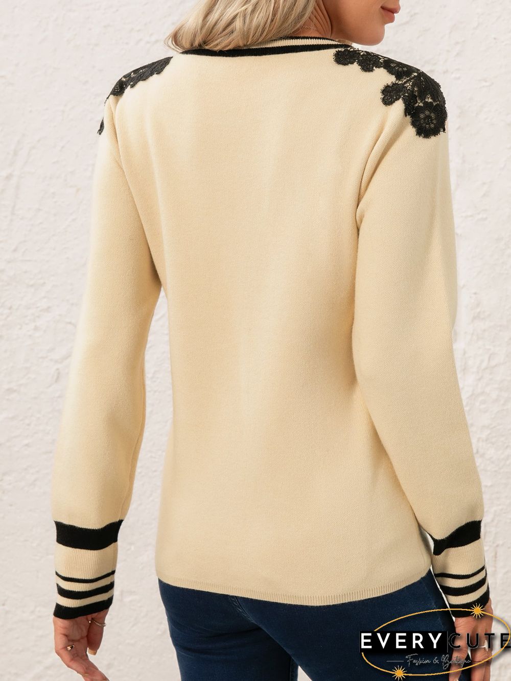 Sweet Viscose Mid-weight Party Loose Crew Neck Regular Sweater for Women