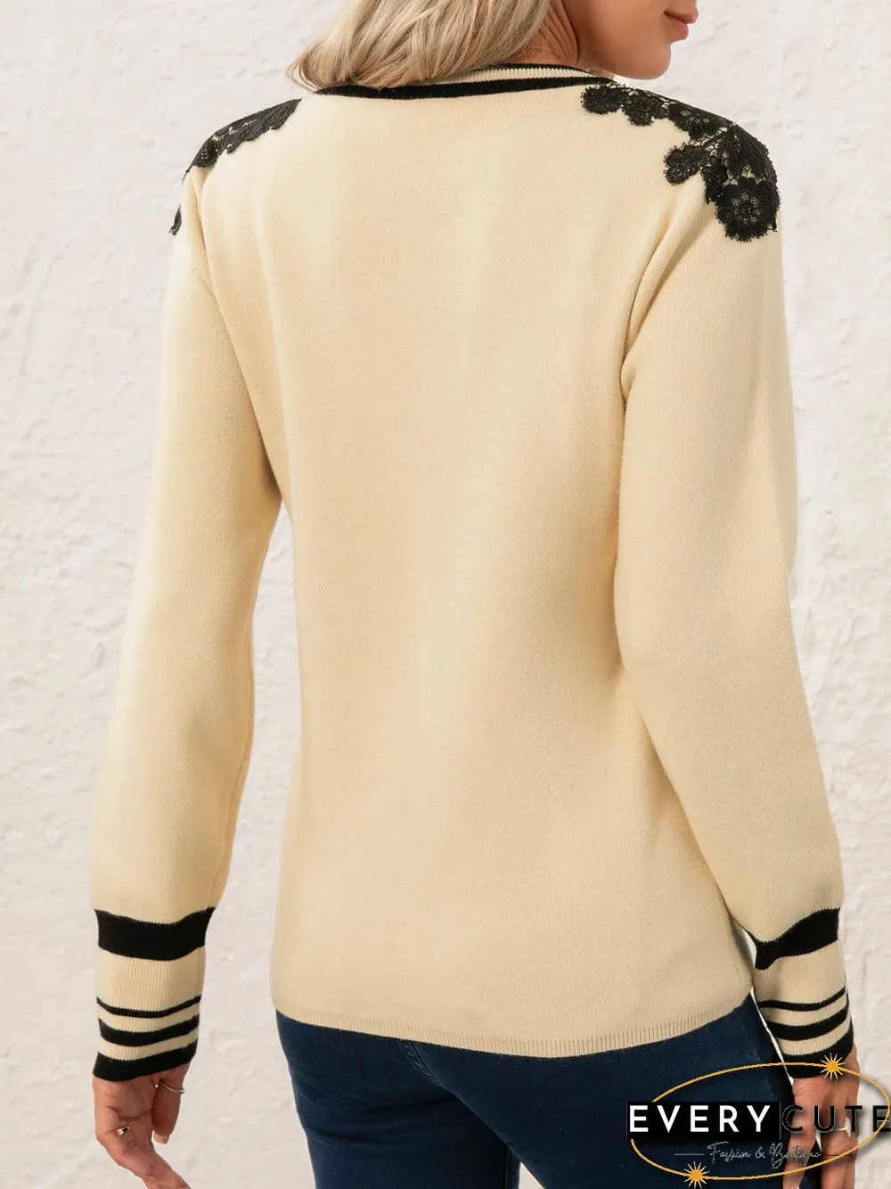 Sweet Viscose Mid-weight Party Loose Crew Neck Regular Sweater for Women