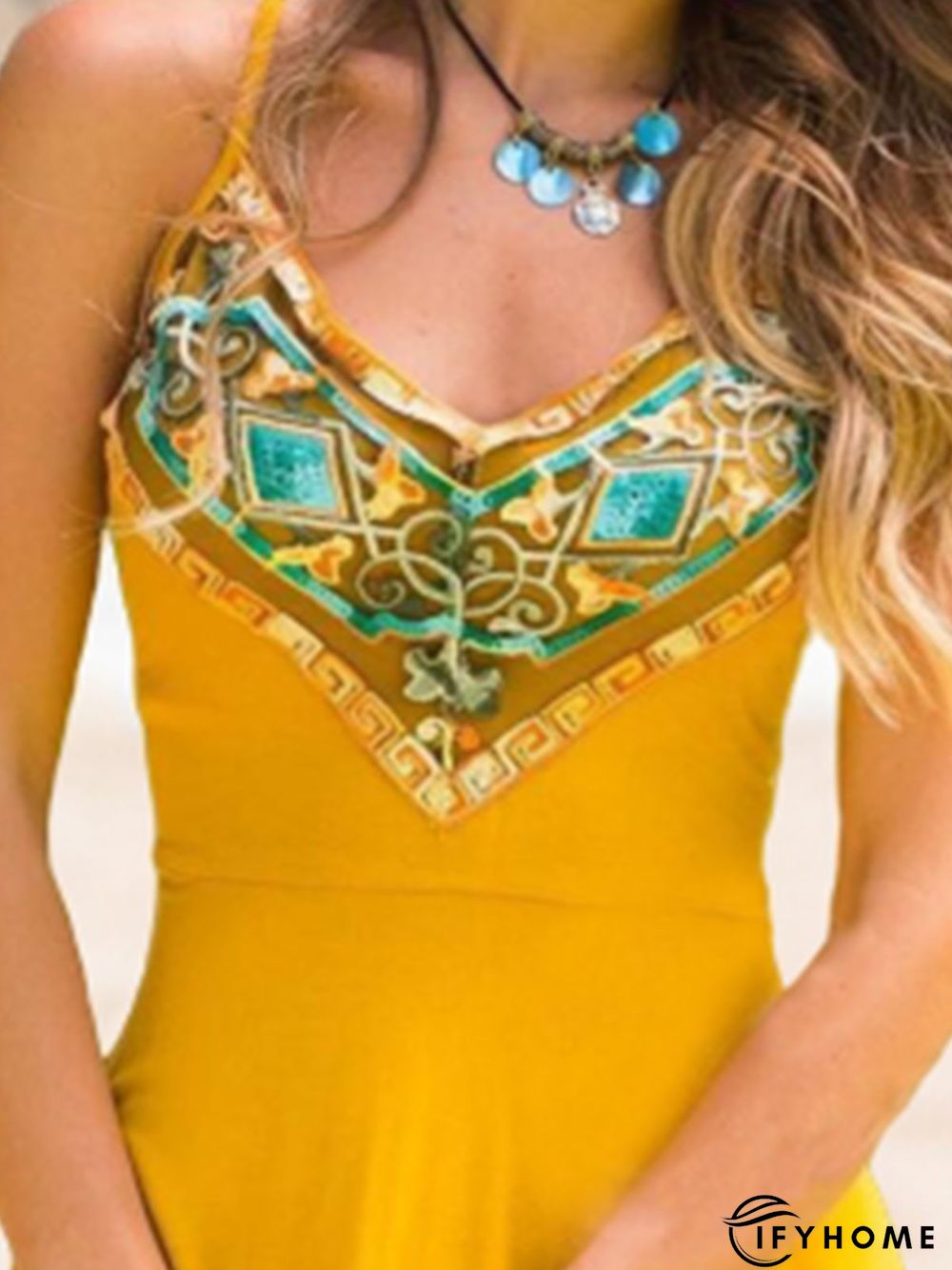Vintage Sleeveless Boho Floral Geometric Plus Size Casual Knitting Dress | IFYHOME