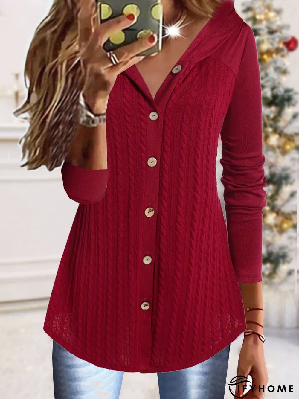 Hoodie Plain Texture Casual Cardigan Coat | IFYHOME