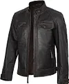 🛒fjackets Męskie kurtki sk&oacute;rzane z prawdziwej sk&oacute;ry jagnięcej &ndash; pikowana kurtka sk&oacute;rzana męska w stylu motocyklowym (Cafe Racer), zapinana na zamek