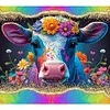 Flower Cow - Round AB Drills Diamond Painting(50*45cm)