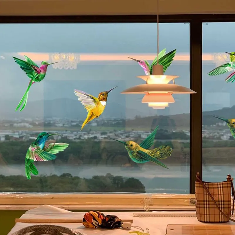 Simulation 3D Glass Electrostatic Sticker 12pcs Bird Anti-collision PVC No Glue Removable Window Decoration Film Home Decor