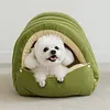 Warm Enclosed Cat Bed Cozy Plush Cats Tent Calming Pet Nest Cave for Cats Dogs