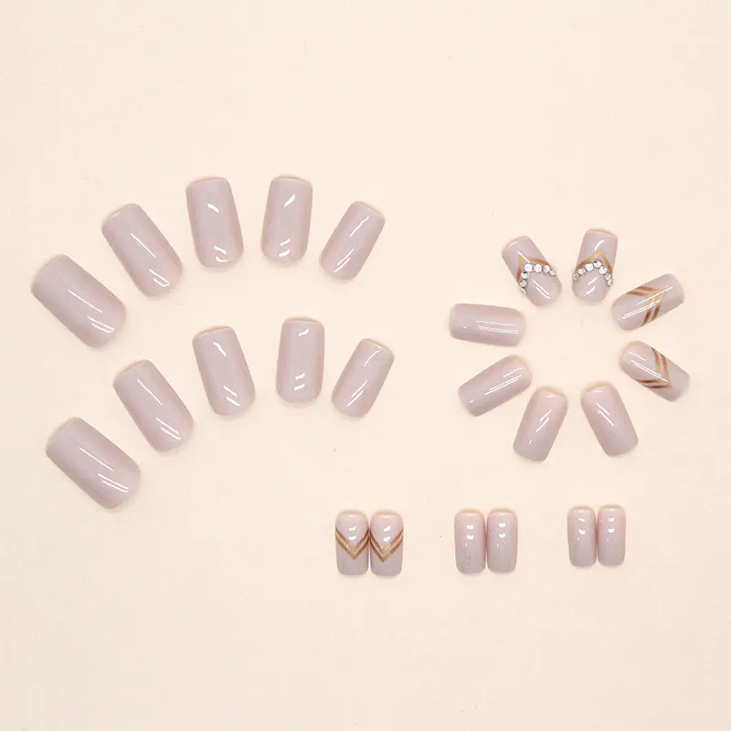 Churchf Churchf Color Contracted European Square Wear A Gold Triangle Diamond Nail Fake Nail Finished Piece