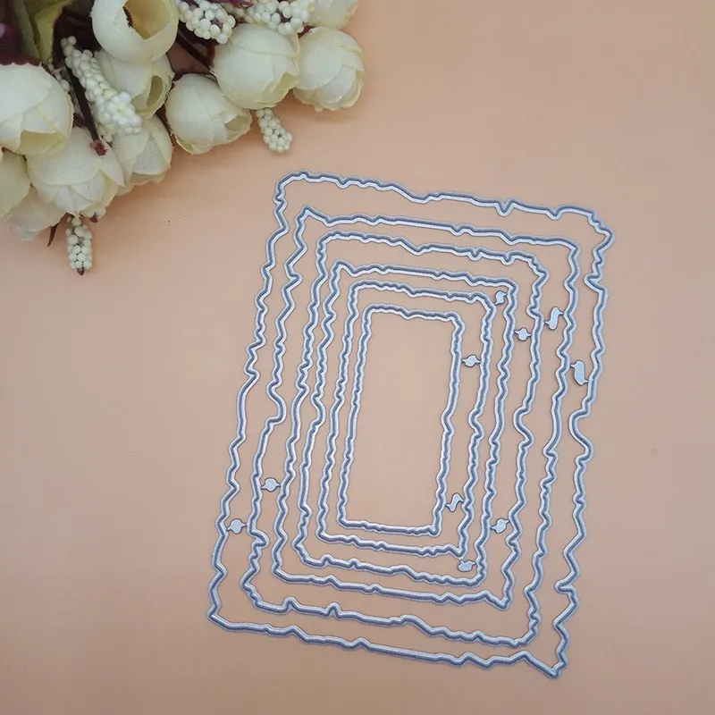 6pcs/Set Vintage Torn Rectangle Frame Metal Cutting Dies for DIY Scrapbooking Photo Album Embossing Paper Cards Decorative Craft