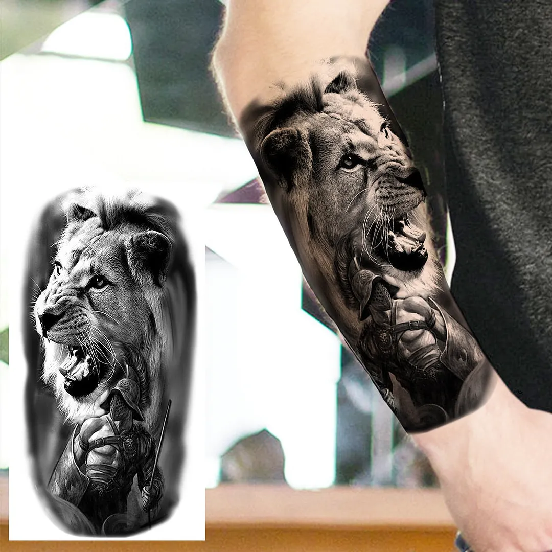 Halloween Clown Joker Scary Temporary Tattoos For Men Women Realistic Scary Lion Waterproof Tattoo Forearm Tatoos Vampire