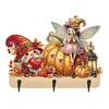 Wooden Halloween Gnome Elf 3 Hooks Diamond Painting Hook Rail DIY Crafts Decor
