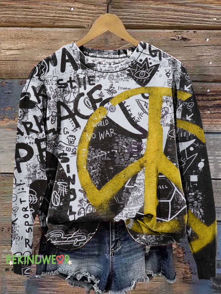 Peace Sign Sweashirt Multicolor / S