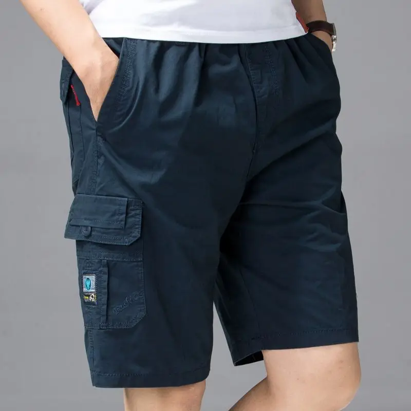 Men's Cargo Shorts Wide Solid Khaki Baggy Male Short Pants Loose Comfortable Casual Free Shipping Clothing Jorts Cotton Homme