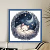 White Cat On The Moon - 11CT Stamped Cross Stitch - 50*50cm