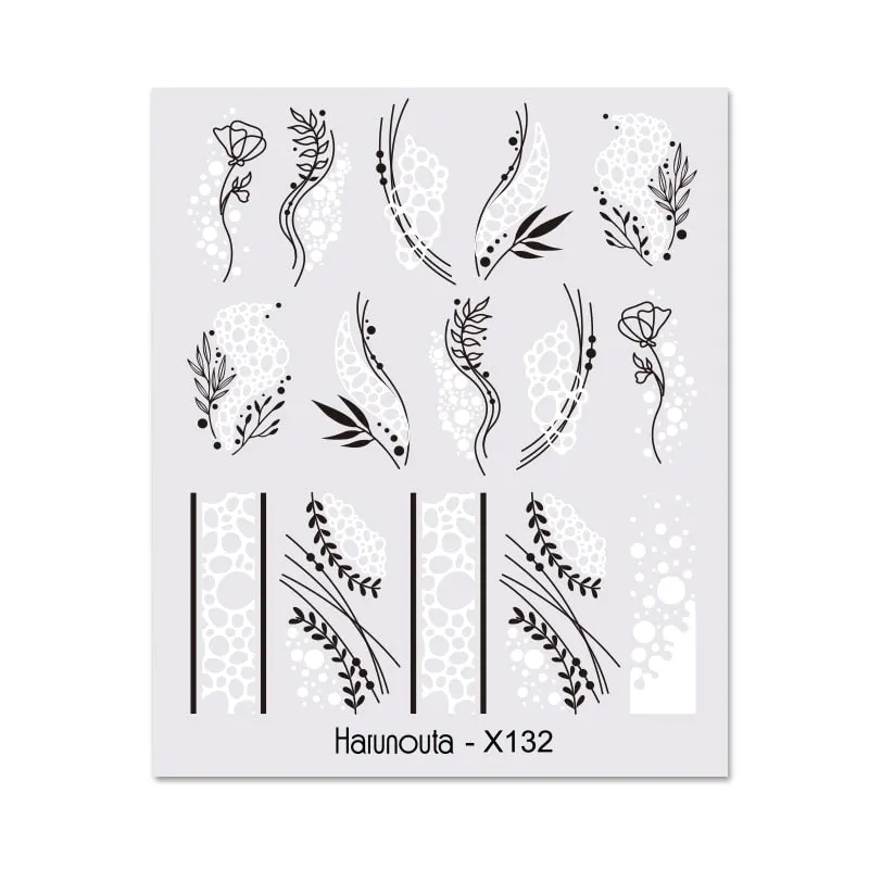 Harunouta Water Decals Ink Blooming Flower Leaves Transfer Nail Stickers Butterfly Love Heart Design Slider Watermark Decoration-Nail Inspo
