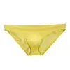 Men's Low Waist Ice Silk Solid Color Brief Panties Breathable Thin Bikini Briefs Underwear