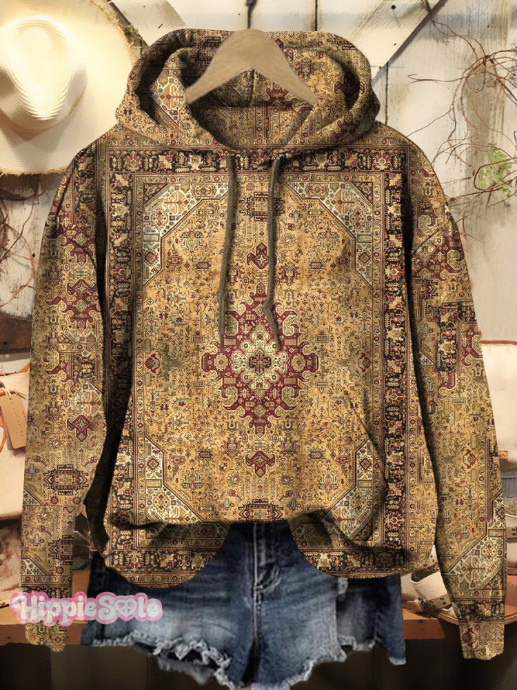 Women&rsquo;s Vintage Folk Flower Art Patterns Print Casual Hoodie Sweatshirt Multicolor / S