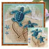 (Stamped/Counted) Beach Turtle - 11CT Cross Stitch 40*40cm/15.75*15.75in