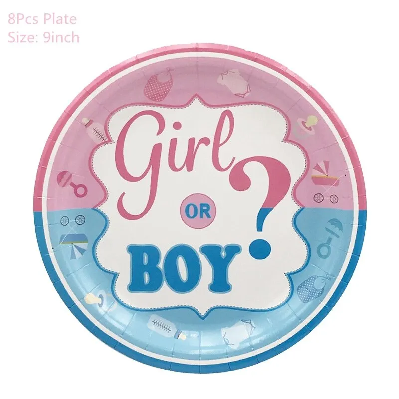 Gender Reveal Party Decoration Boy or Girl Balloon Banner Disposable Tableware Boy Girl Baby Shower Decorations Balloons