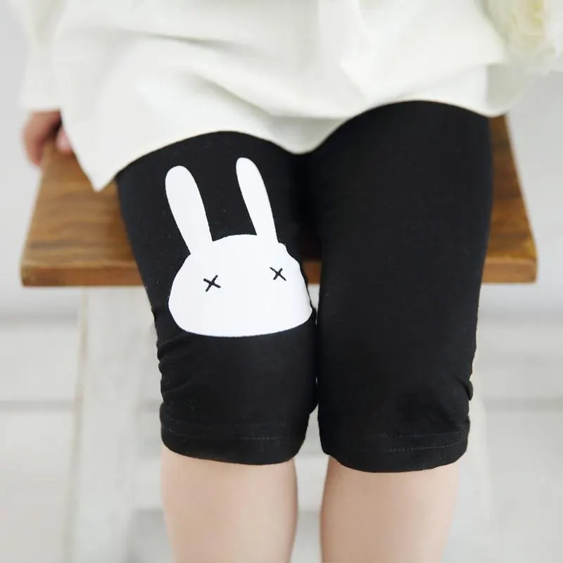 Children Cotton Leggings Summer Bottoms Rabbit Footless Girls Knee Length Pants Kids Pants Casual Trousers 2-10years