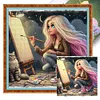 【Limited Stock Sale】Drawing Girl-11CT Stamped Cross Stitch 50*50cm/19.69*19.69in