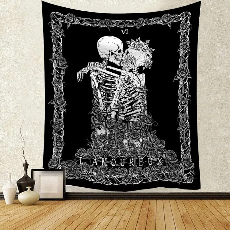 Hippie Void Sugar Skull Tapestry Mandala Wall Hanging Ouija Carpet Psychedelic Tapestry Yoga Boho Decor Blanket Wall Cloth