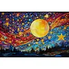 Stained Glass Moon Starry Sky-Full Embroidery 3 Strands 11CT Stamped Cross Stitch-60*40CM-Large Size
