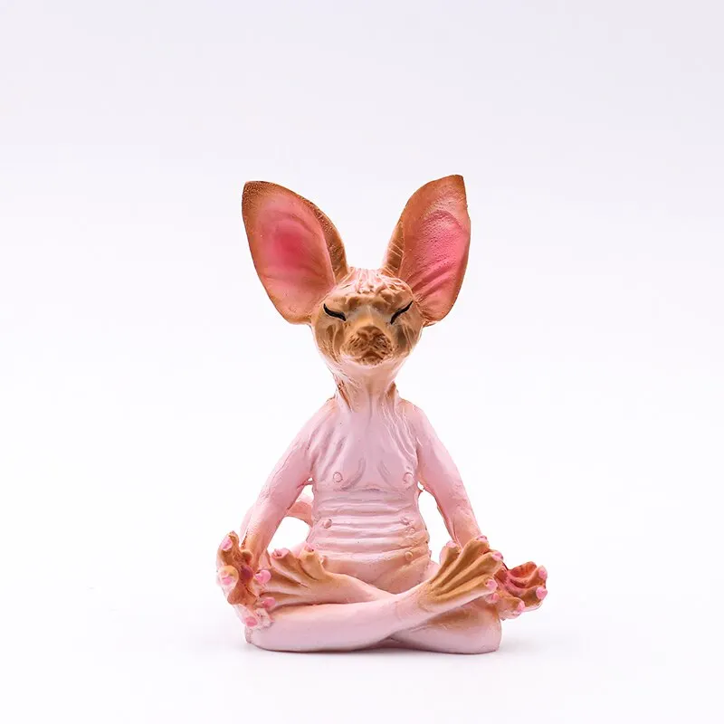 Sphynx Cat Meditate Collectible Figurines Miniature Handmade Decor Animals Figure Toys Animal Model Toy Home Garden Decor