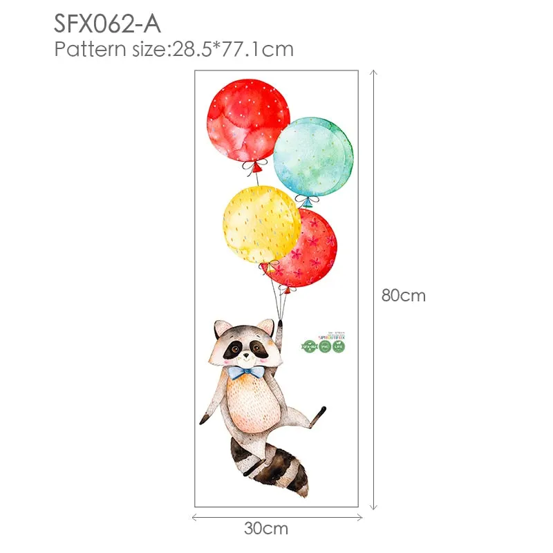 Animal Cartoon Wall Stickers For Kids Rooms Balloon Bunny Decorative 3D Wall Stickers For Children Rooms Large Kids Wall Decals
