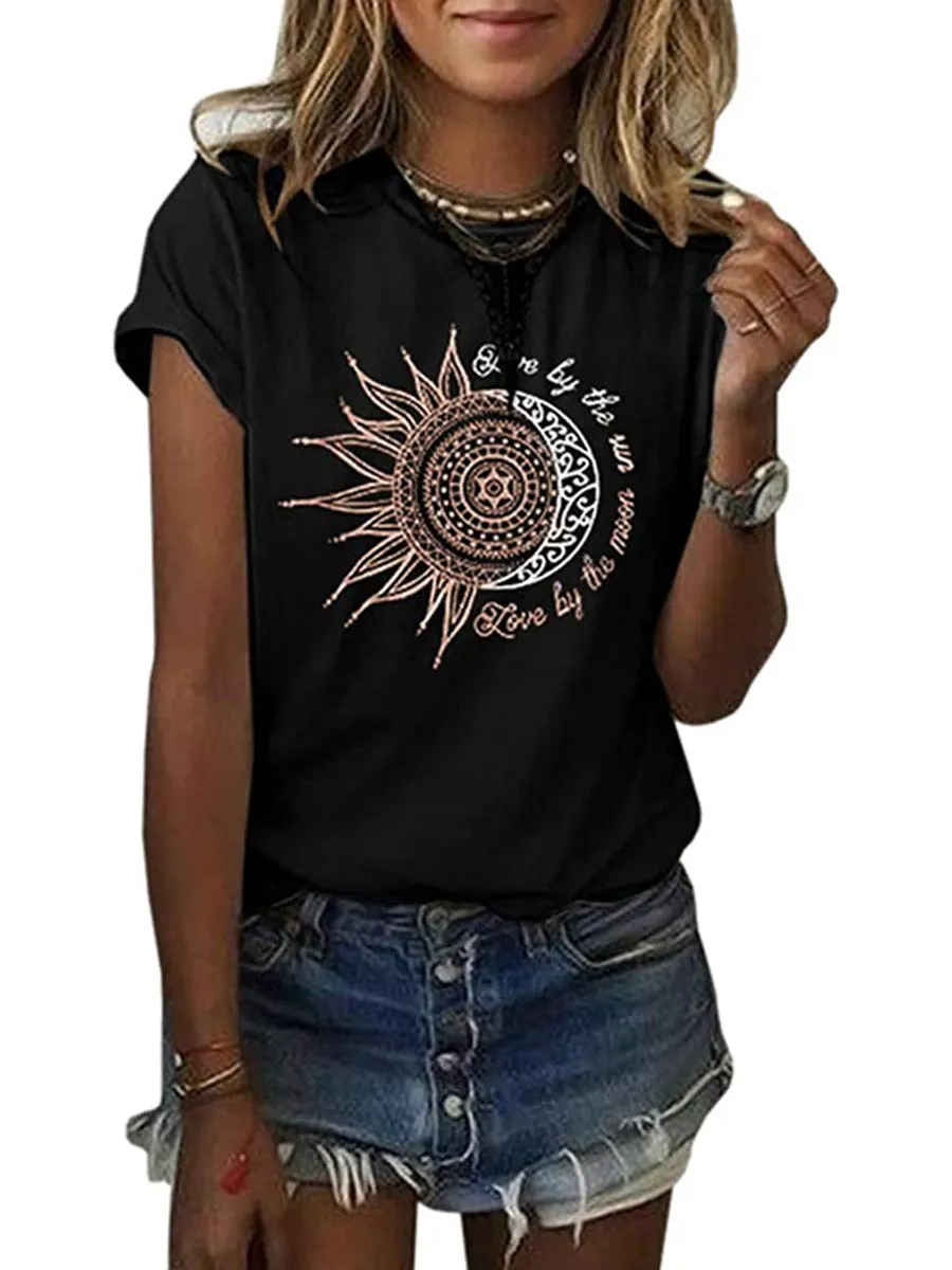 Round Neck  Short Sleeves Printed T-shirt