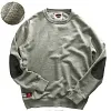 Casual Terry Flocking Thickened Sleeve Patch Round Neck Sports Sweatshirt