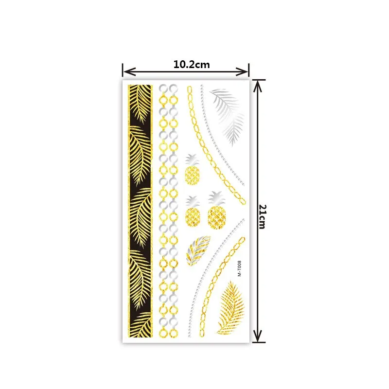 Creative personality exquisite fashion waterproof sweat gold and silver tattoo stickers bronzing and silver tattoo stickers