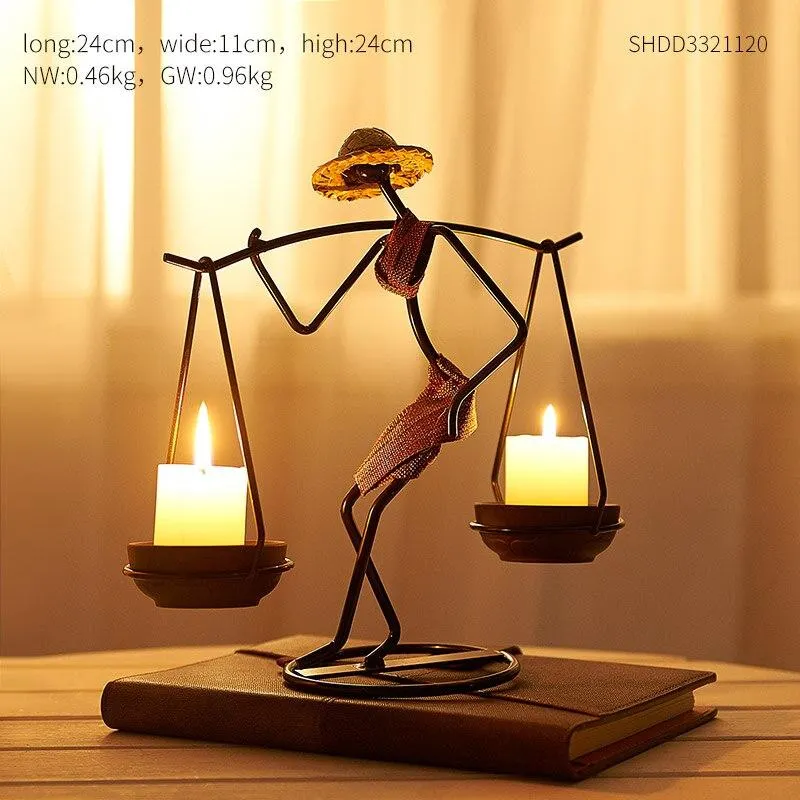 Creative Metal Candlestick Character Model Golden Candle Holder Living Room Home Decor Office Desktop Decor Accessories Gifts 1029