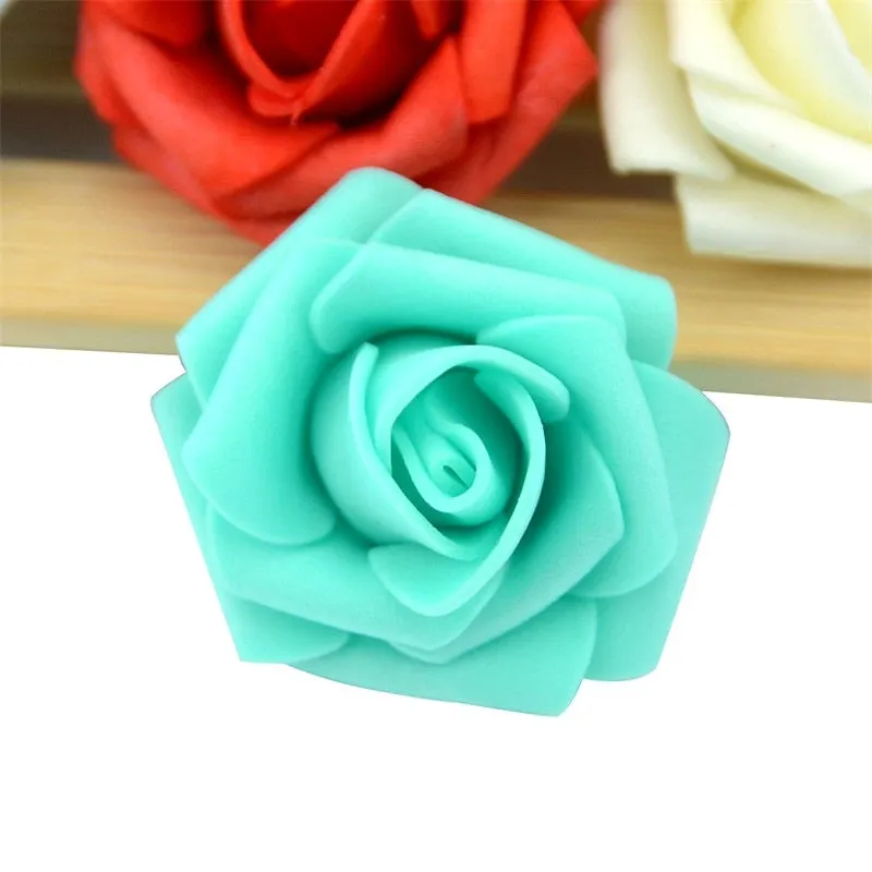 60pcs/lot 4cm Mini Artificial Pe Foam Rose Flower Heads  Handmade Diy Wedding Home Decoration Party Fake Flower Ball Craft