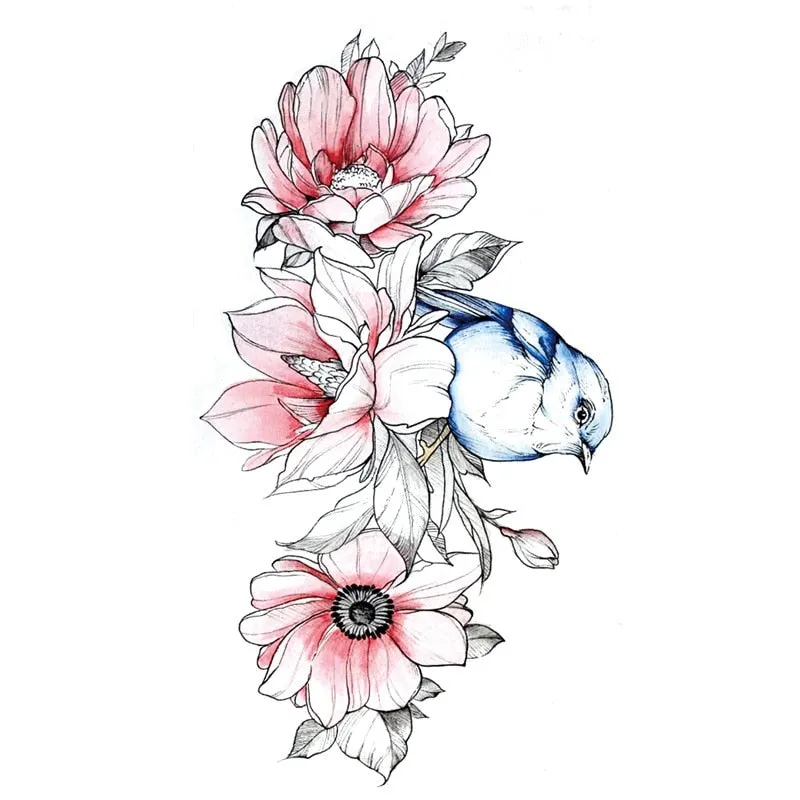Waterproof Black Temporary Tattoo Stickers Men Women Rose Feather ankle Body Art Water Transfer Tattoos Arm Waist Finger Tatoo
