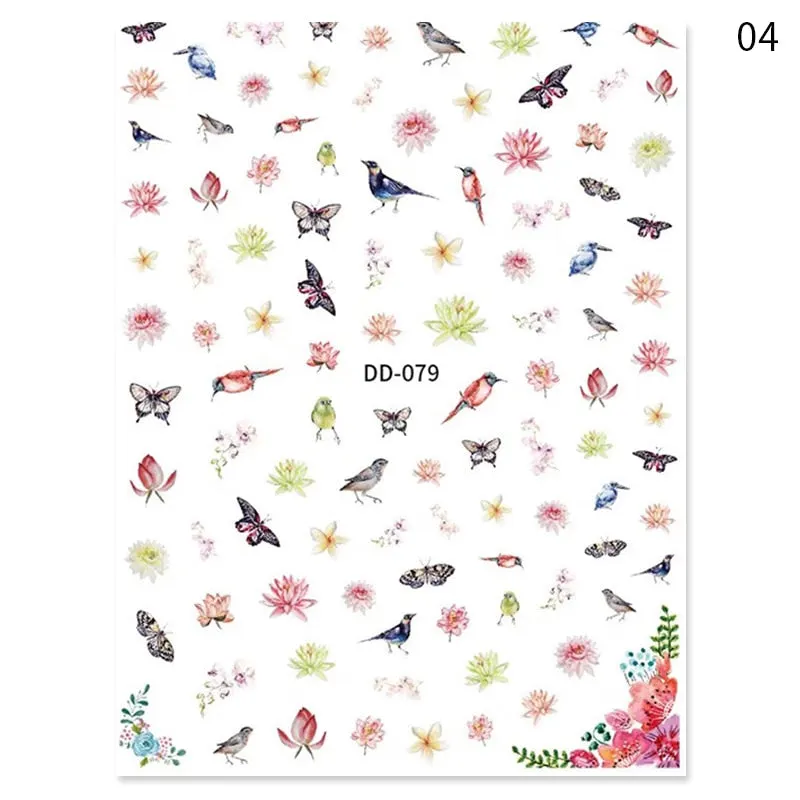 2021 Hot 3D Nail Art Stickers Butterfly Pattern Transfer Sticker Decals Self Adhensive Slider Decoration Nail DIY Design