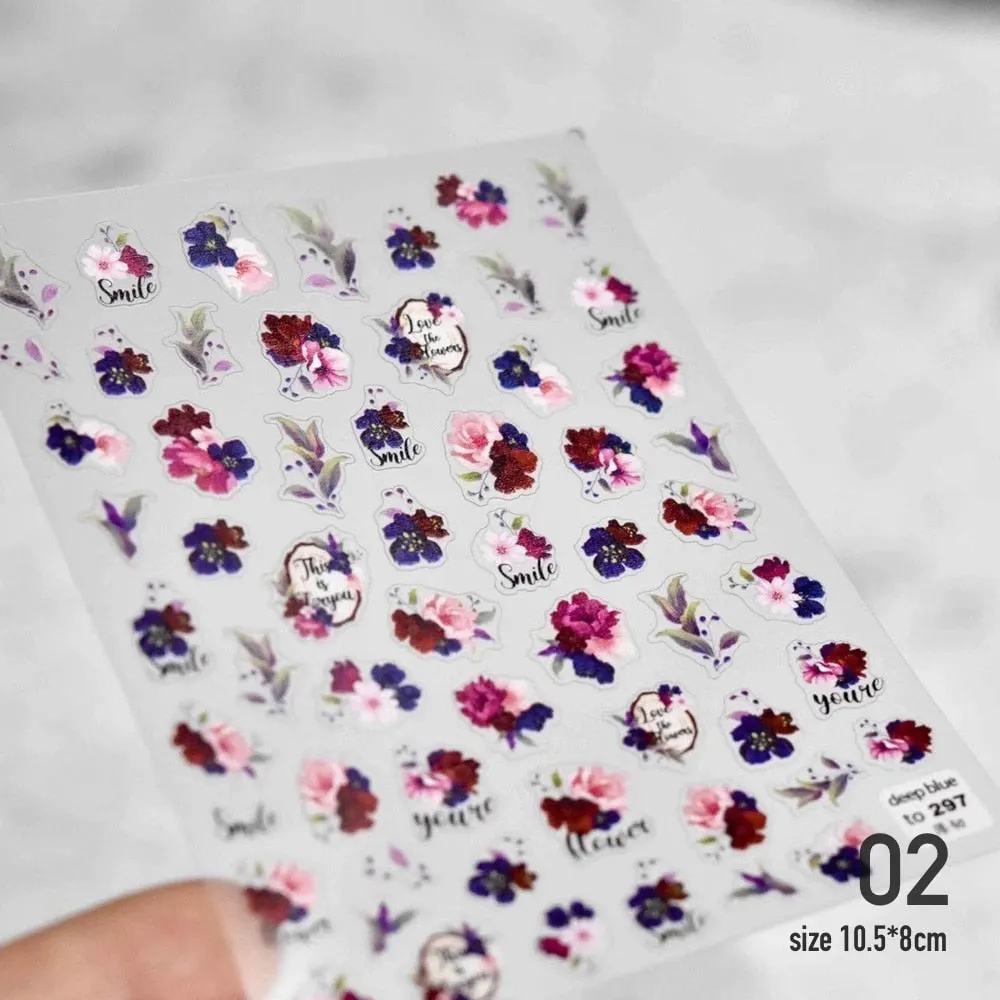 3D Engraved Nail Art Stickers Black and white Leaf Flower high quality Sticker Water Decals Empaistic Nail Water Slide Decals