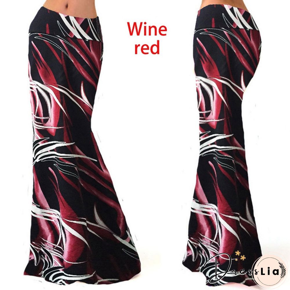 Women Summer Sexy Maxi Skirt Floral Print Patchwork Slim Casual Skirts Beach Party Long Dress