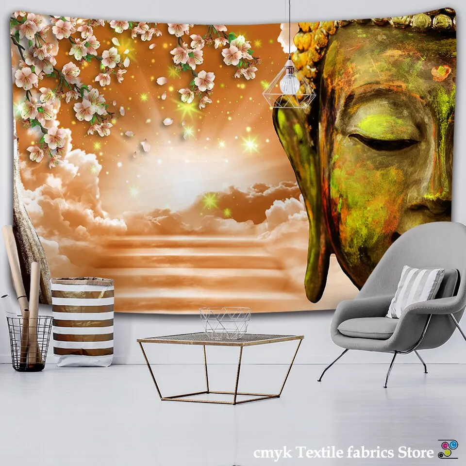Sakura Buddhism Tapestry Wall Hanging Boheme Mandala Tapestry 3D  Home Decor Living Room Background Wall Carpet Cloth Hippie