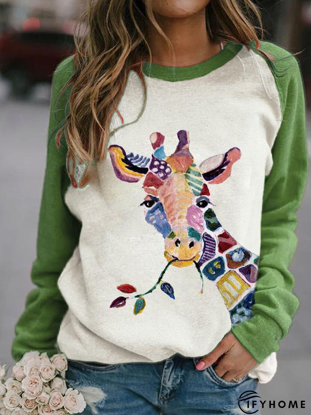 Long Sleeve Shift Animal print Casual Sweatshirt | IFYHOME