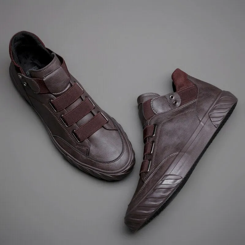 Brand New Men's Leather Shoes Korean Trend Comfortable Loafer Men Shoes British Fashion Men High Top Sneakers New Moccasins Men 530-1
