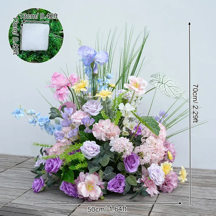A8781 Purple Blue Series Flower Row Decor Wedding Horn Arch Floor Floral Props
