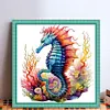 >SALE<Full Embroidery Eco-cotton Thread 14CT Printed Sea Horse Cross Stitch Kit40x40cm