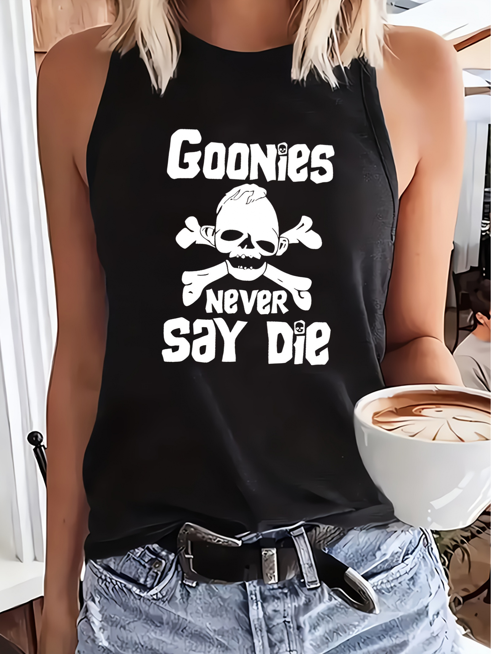 Women's Pattern Tank Top - Black Knitted Sleeveless Round Neck, All Season Casual, Women's Tank To | IFYHOME
