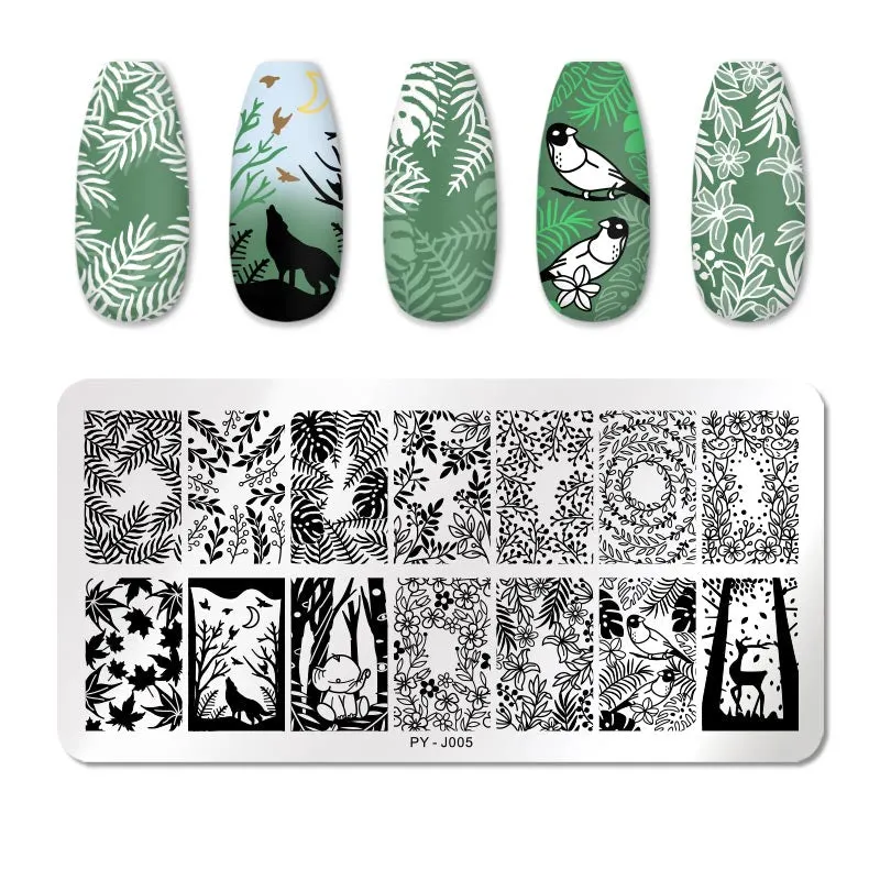 PICT YOU Nail Stamping Plates Flower Plant Pattern Nail Art Plate Stencil Stainless Steel Line Pictures Theme Image Plates Mold-Nail Inspo