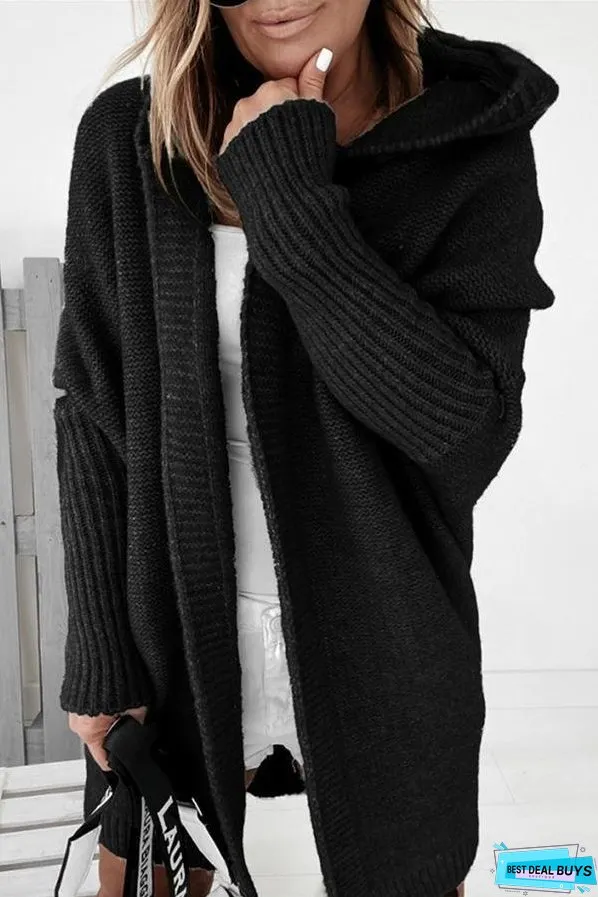 Fall for Nyc Solid Hooded Casual Cardigan